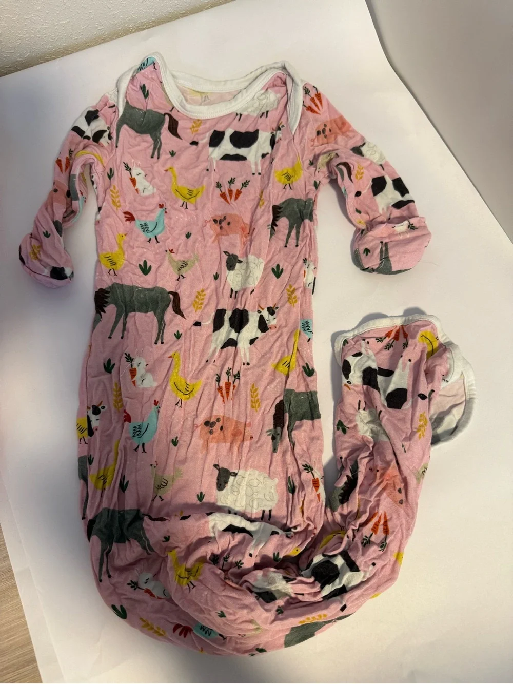 Little Sleepies Pink Farm Animal Sleep Gown - bamboo Pajamas
